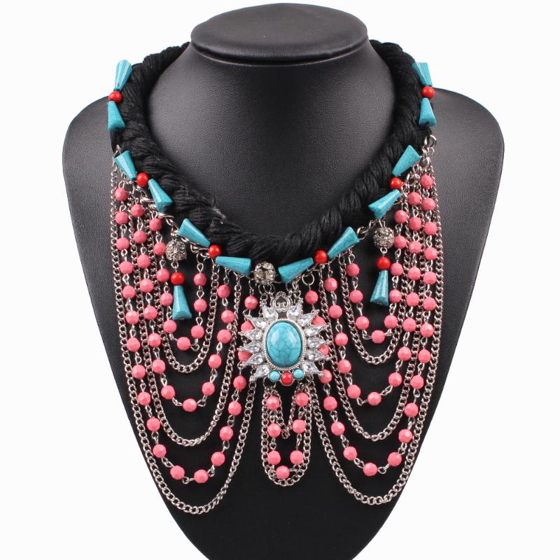 

2020 New Arrival Design Fashion Brand Choker Necklace Vintage Crystal Chunky Bead Statement Pendant Necklace for Women Jewelry