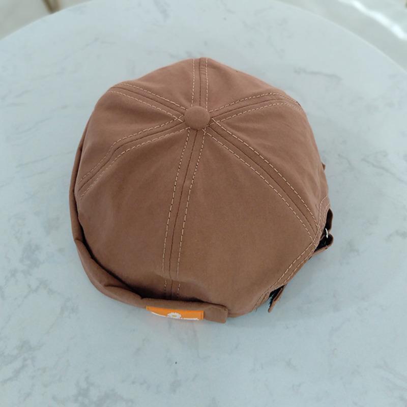 

New Men's Solid Color Landlord Hat Street Trend Melon Leather Hats Retro Eaves Adjustable Literary Landlord Sailor Cap, Black