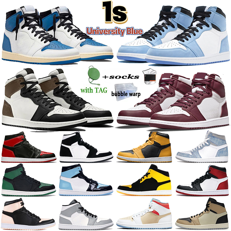 

Mens Jumpman 1 high OG basketball shoes 1s University Blue electro orange dark mocha bred shadow UNC twist men women Sneakers trainers Size us 13.5, 32
