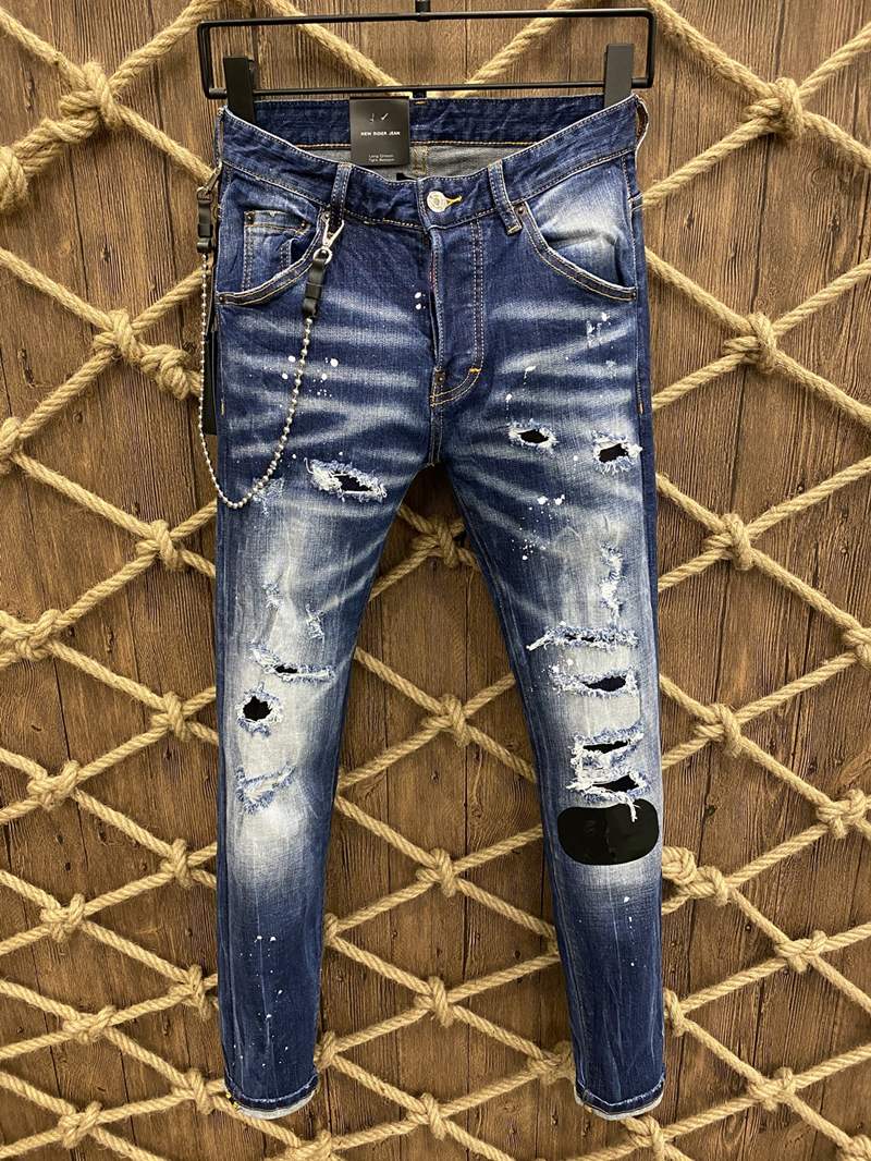 

2021 new brand of fashionable european and american mens casual jeans highgrade washing pure hand grinding quality optimization la98000, 9811