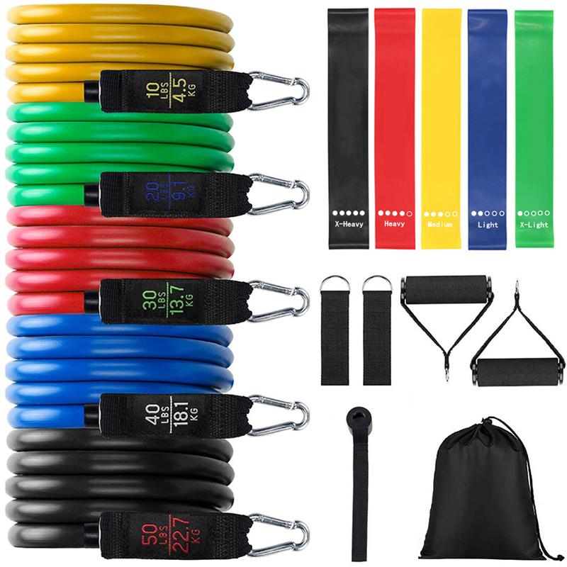 

17 Pcs Resistance Bands Set 150 Lbs Fitness Elastic Rubber Band Exercise Tape Expander Training Gum for Sport Home Gym Equipment