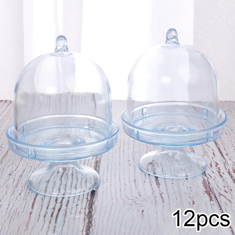 

12x Plastic Transparent Tray Candy Boxes Cupcake Holders Wedding Birthday Party1