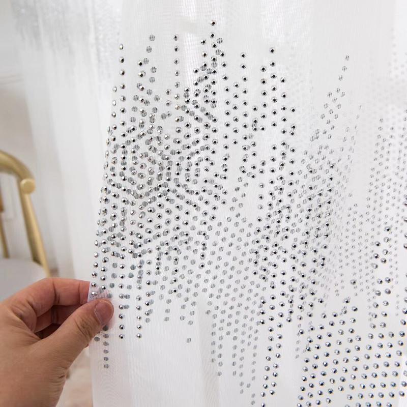 

Diamond Tulle Curtain For Living Room Luxury Translucent Net Fabric Luxury Beads Balcony Window Treatment Tenda zh480C, Tulle 01