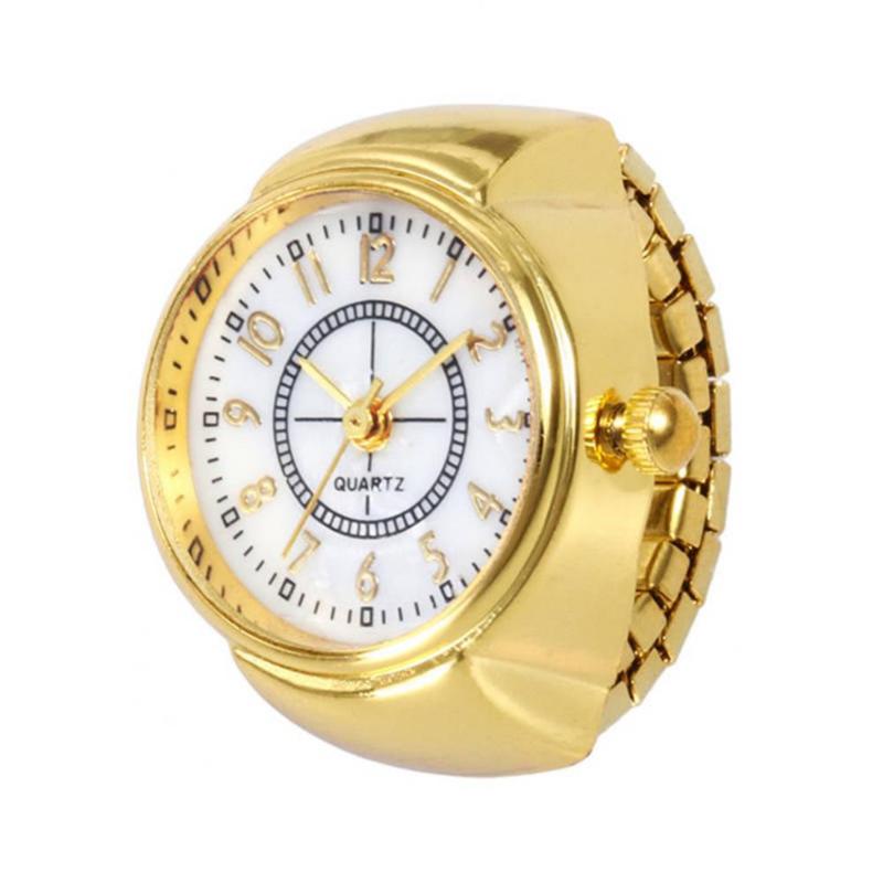 

Pocket Watches Fashion Unisex Round Dial Arabic Numerals Analog Quartz Finger Ring Watch Gift & Fob, Golden