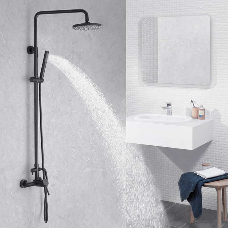 

2 Function 304 Stainless Steel Pressure Balance Valve Shower Head Set Matte Brushed Shower Set CX