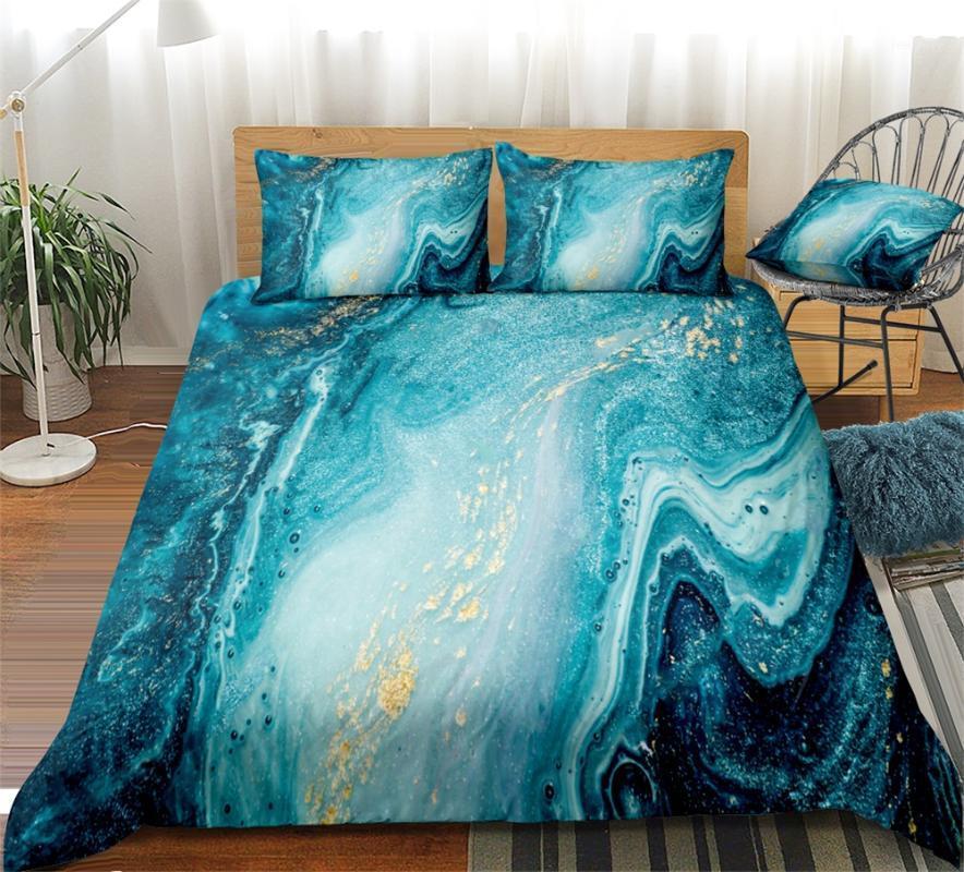 

Natural Texture Marble Bedding Set Bedroom Decor Dark Blue Background Hypoallergenic Zipper 1PC Duvet Cover with Pillowcases1, White