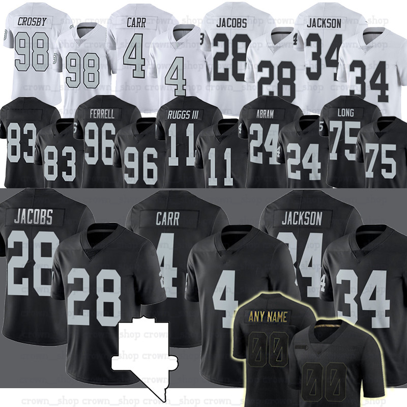 

11 Henry Ruggs III Las Men Jersey 4 Derek Carr 28 Josh Jacobs 24 Johnathan Abram 34 Bo Jackson 83 Darren Waller Ferrell Football Jerseys, Men(tu xi zhe)