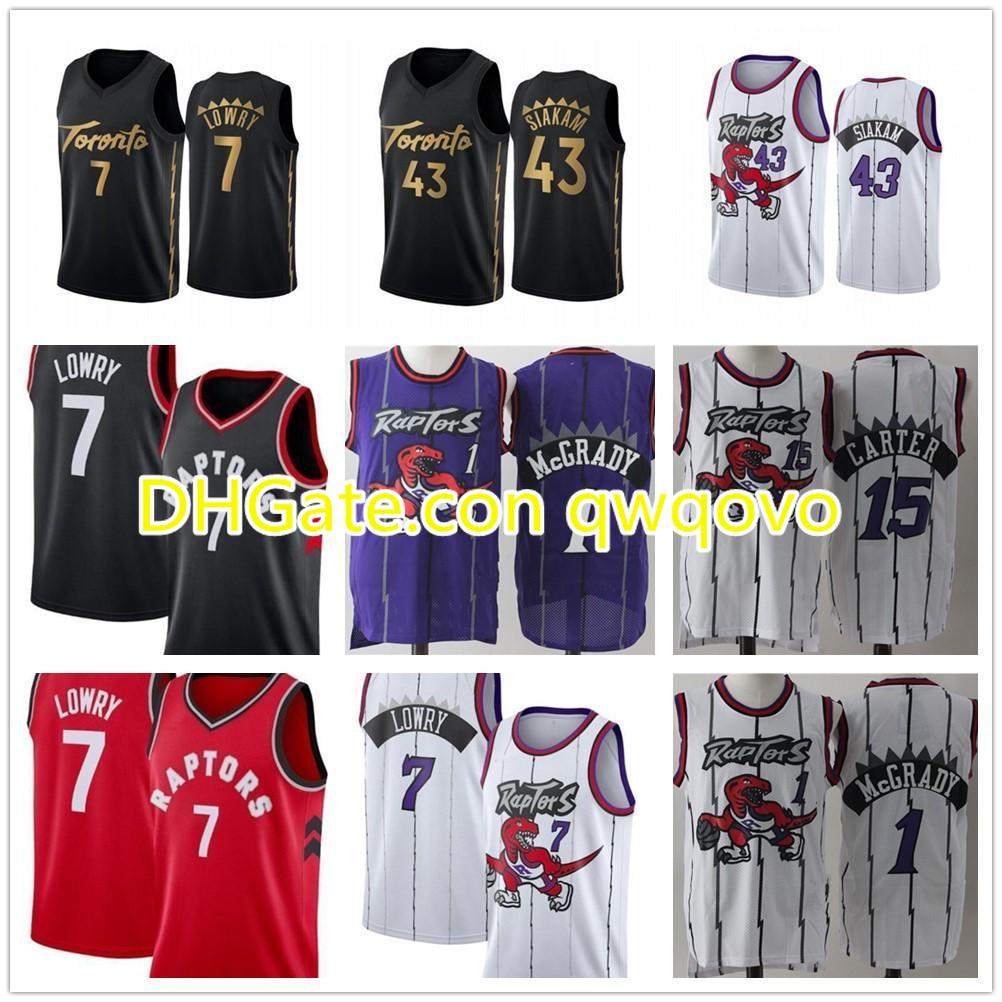 

NCAA Kyle 7Lowry Pascal 43 SiakamFred 23 VanVleet Basketball Jersey Sitiched Tracy 1McGrady Vince 15 Carter Retro Shirt, Black;red
