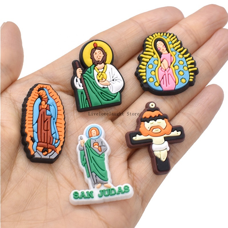 

Wholesale Religious Jesus Croc Shoe Charms Parts Accessories Buckle Clog Buttons Pins Wristband Bracelet Decoration Kids Teen Adulty Party Gifts