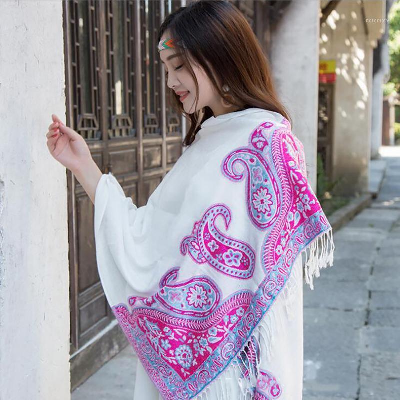 

Vintage Air Conditioning Shawls Fashion Wind Cotton Blend Scarf Female Long Fringed Cashew Jacquard Dual-use Sunscreen Scarves1