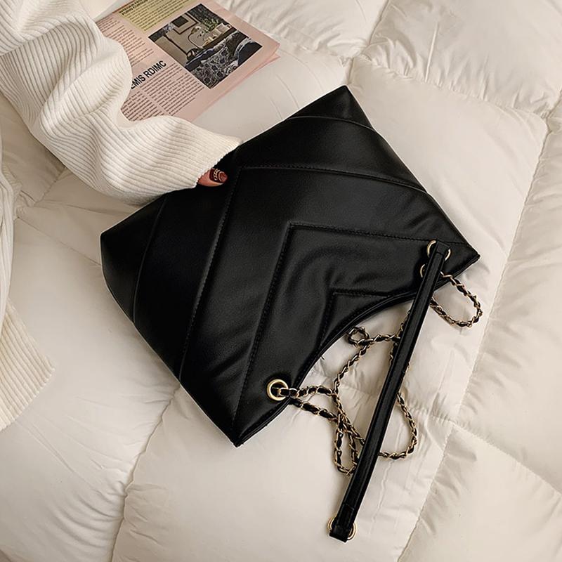 

V Thread Horizontal Square Woman Shoulder Bag High Quality PU Leather Bag 2021 Spring Fashion Women Crossbody sac femme, Black