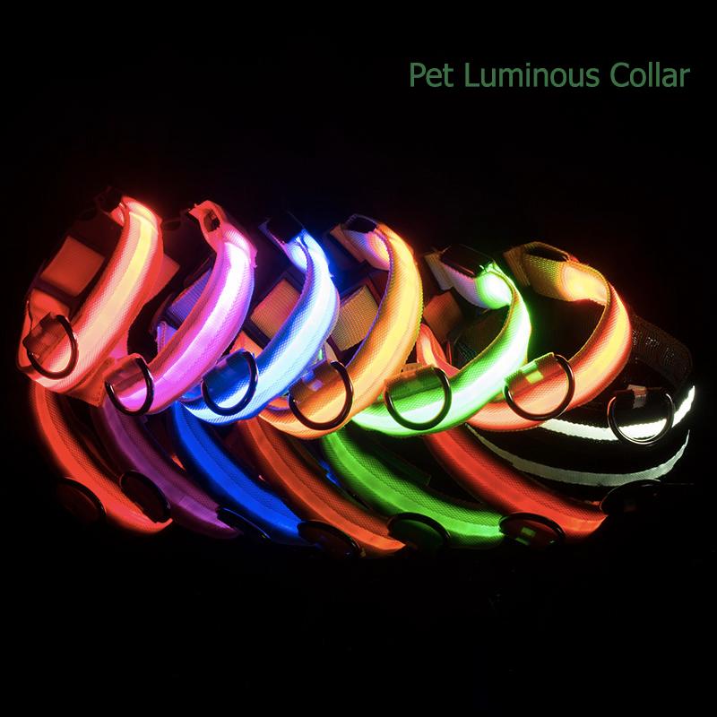 

Adjustable Anti-lost LED Pet Dog Collar Night Safety Flashing Glow In The Dark Dog Leash Dogs Luminous Fluorescent Collars Glow