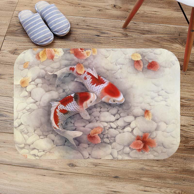 

Fancy carp&Koi Bath Mats Anti Slip Toilet Rug Kitchen Bedroom Carpet Custom Doormat Soft Bathroom Door Mat alfombra bano