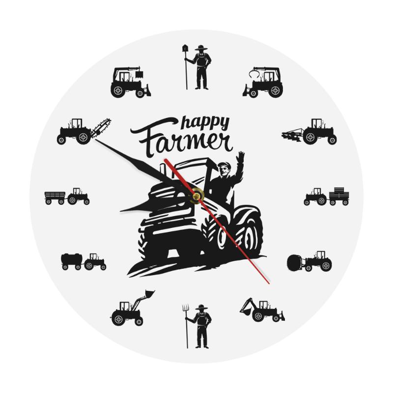 

Happy Farmers Farming Harvest FamiFarmhouse Decor Farmer Tractor Lovers Gift Agricultural Machines Tractors Modern Wall Clock