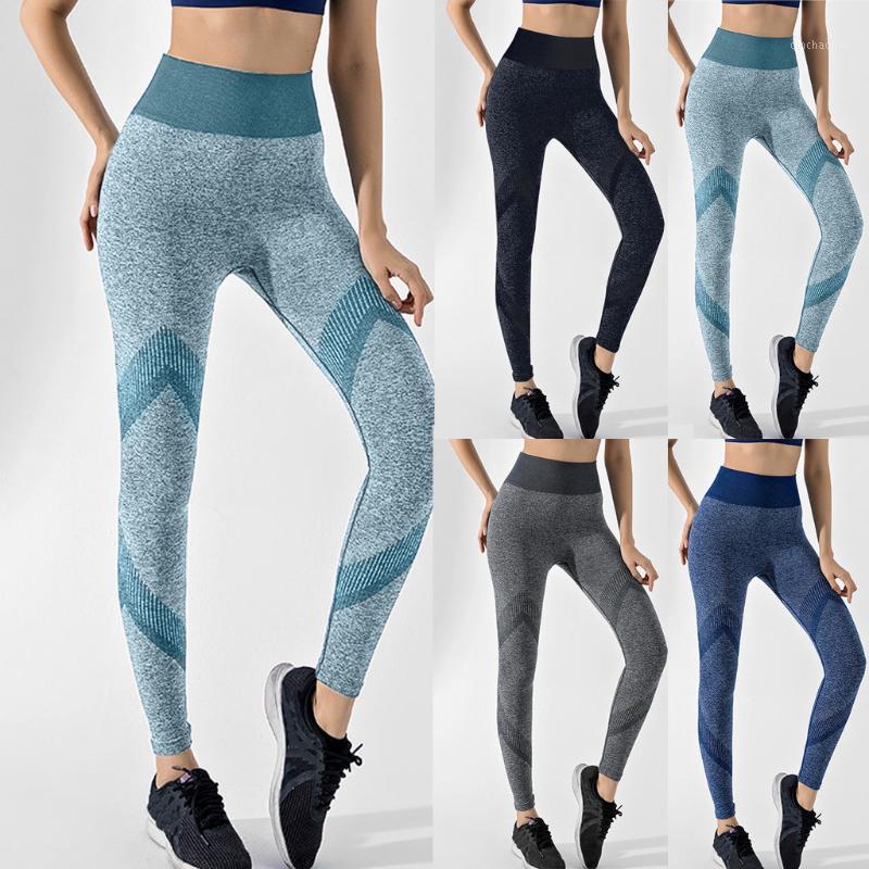 

Women Sports Gym Yoga Running Pants High Waist Seamless Elastic Exercise Fitness Running Yoga Pant Sports Leggings 2020 New1, Black