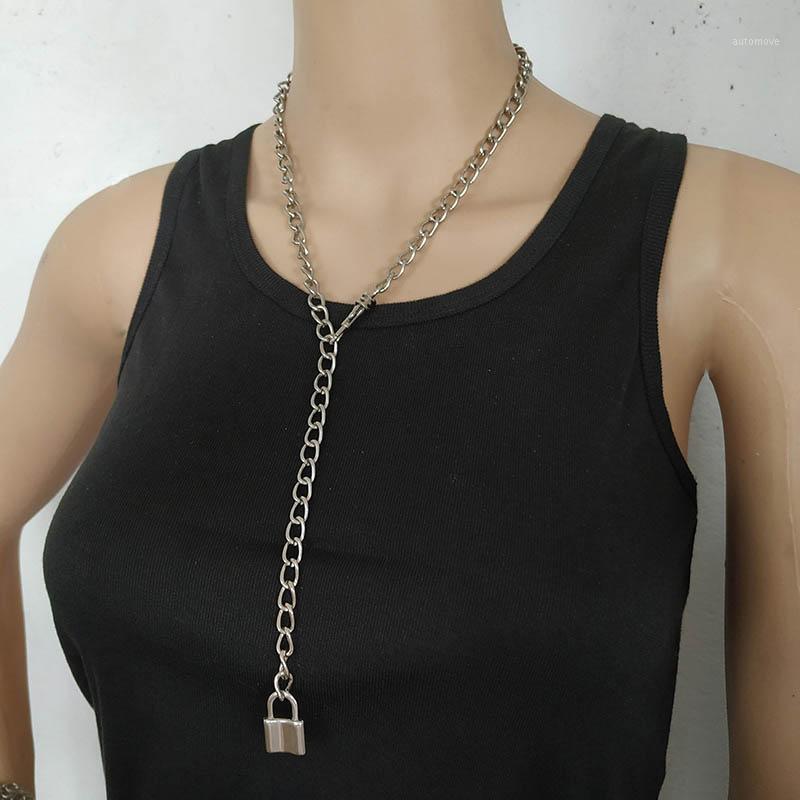

Handmade Men Women Unisex Chain Necklace Heavy Duty Square Lock Pendant Padlock Choker Metal Collar1