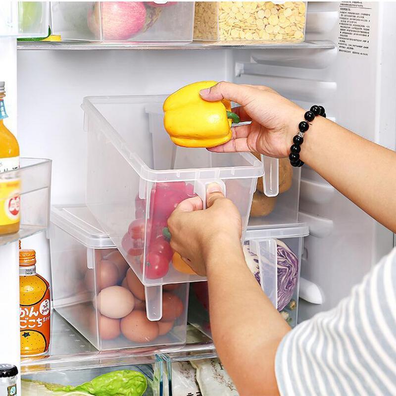 

Refrigerator Storage Box Transparent Plastic Box Kitchen Fruit Eggs Cereal Storage Refrigerated With Lid And Handle1