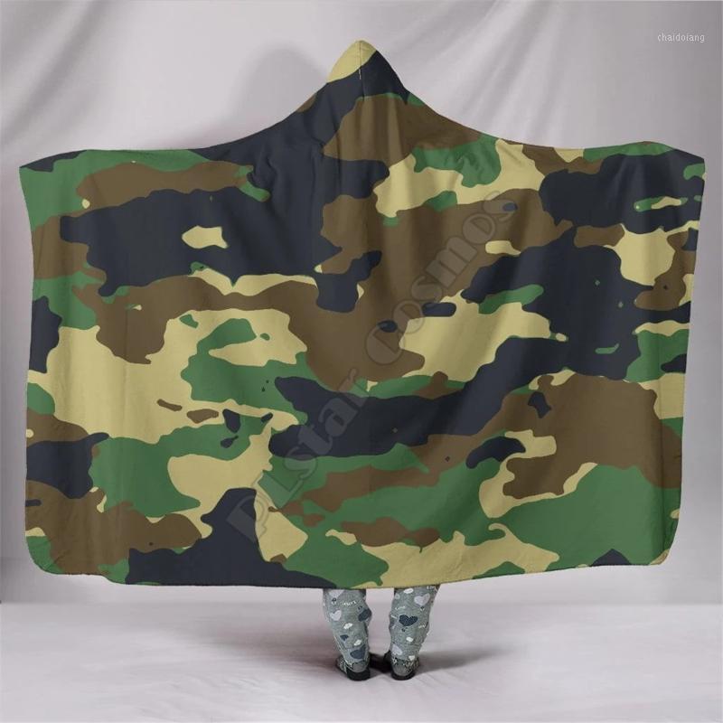 

Camo Hooded Blanket Adult colorful child Sherpa Fleece Wearable Blanket Microfiber Bedding style-11
