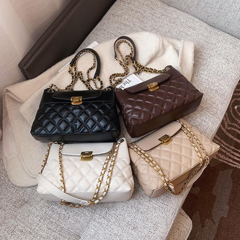 

Lingge High Sense Chain Bag Small Square Bag Female 2021 New Wave Fashion Net Red One-shoulder Messenger, Black