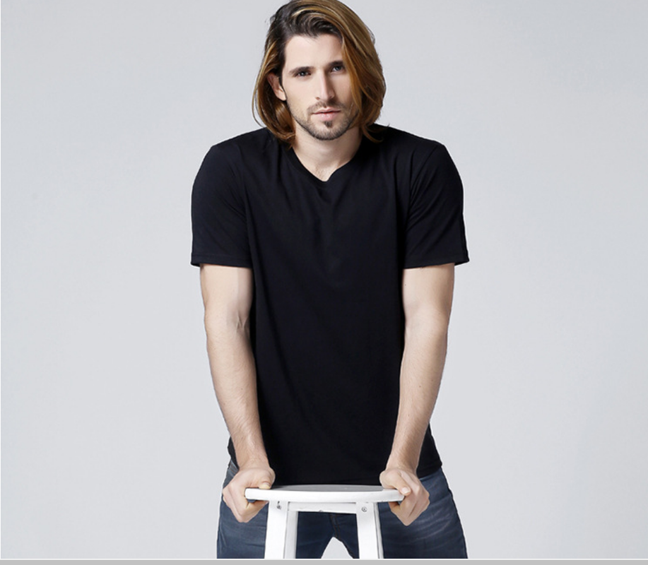 

Summer men's T-shirt blank T-shirt fashion simple short sleeved cotton Lycra color T-shirt in Korea, Sky blue
