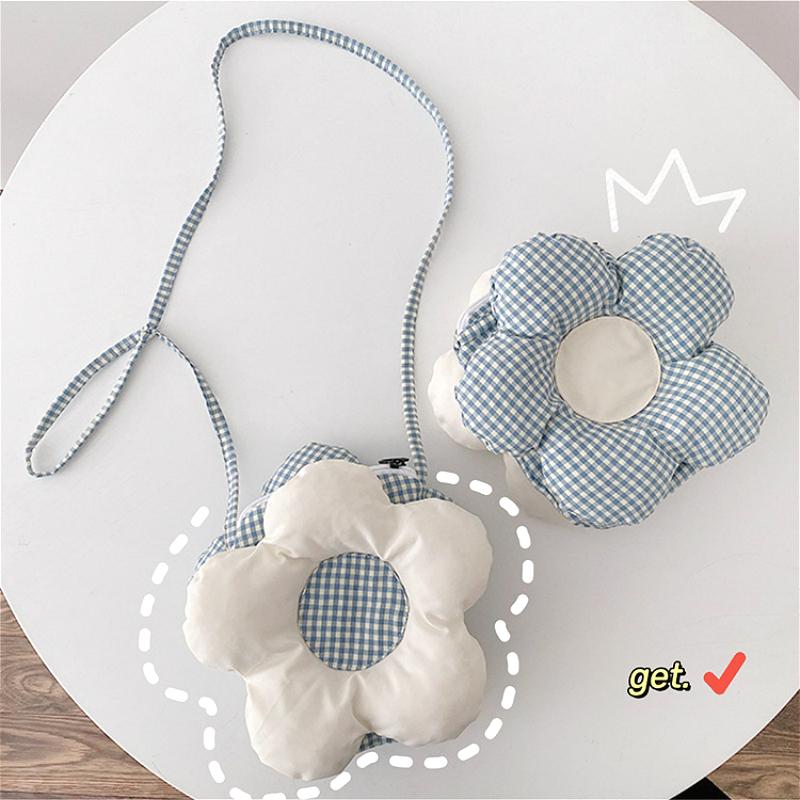 

Lovely Flower Women Small Crossbody Bags Cute Plaid Cloth Ladies Phone Purse Hadbags Fashion Girls Female Shoulder Messenger Bag