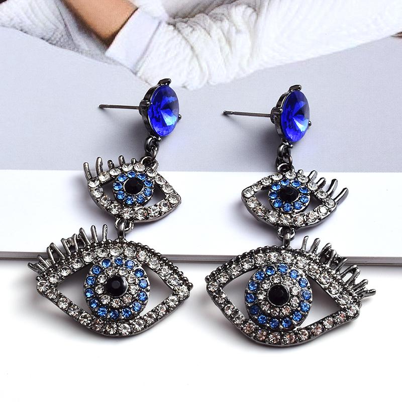 

New Arrival Crystal Metal Long Eye Shaped Earring High-Quality Vintage Jewelry Accessories For Women Wholesale