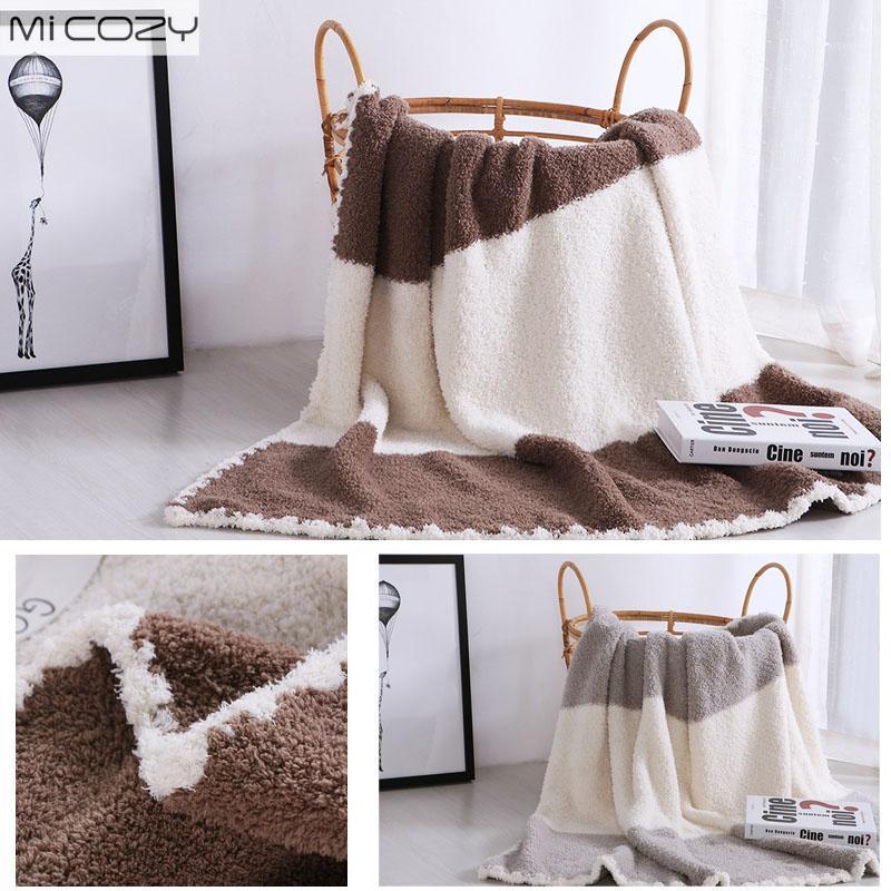 

Lightweight Patched Color Fluffy Blanket Polyester Ultra Soft Fashion Throw Cozy Blanket,Chocolate Grey1