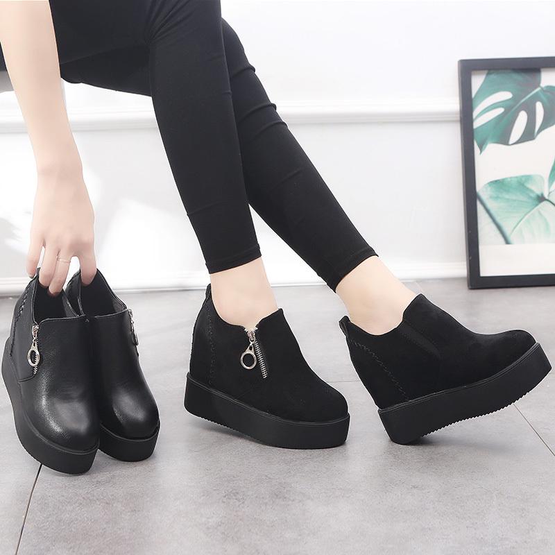 

2020 Fashion Warm Women Winter Boots Platform Zipper Boots Female Casual Winter Shoes With Fur Ladie Ankle n231, Leather