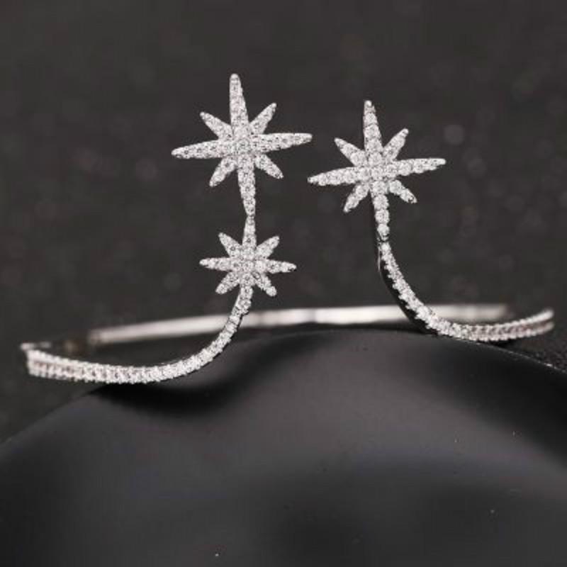 

Star Bangle Bracelet Silver Color Copper for Women Girls Fashion Jewelry