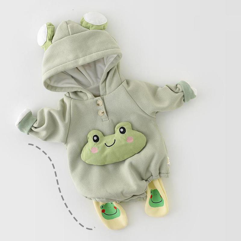 

2021 New Winter Plus Veet Thick Snowsuit Clothes Hooded Baby Boys Cartoon Bodysuit Warm Toddler Girls Jumpsuit Pb36, 05014