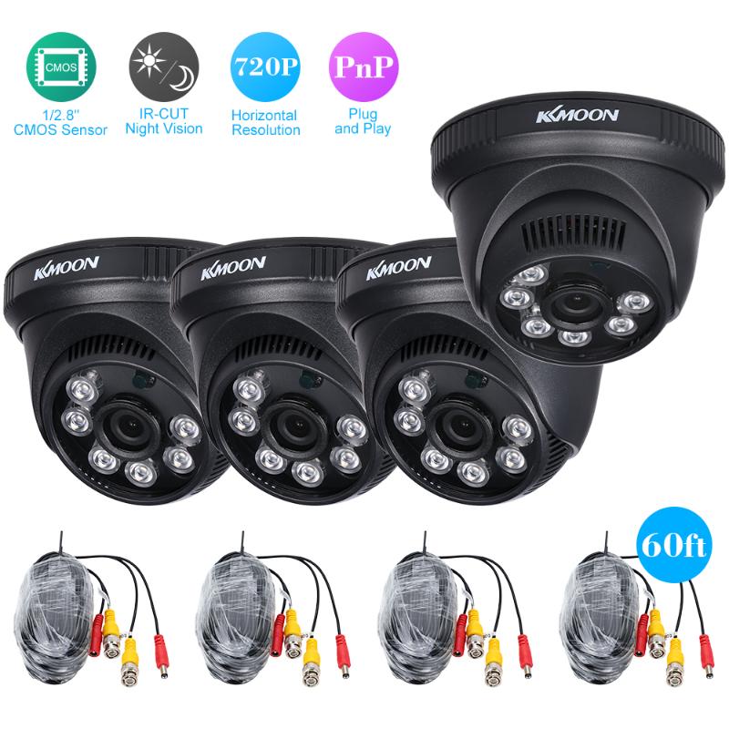

OWSOO 4*720P AHD Dome IR CCTV Camera + 4*60ft Surveillance Cable Support IR-CUT Night Vision 6pcs Array Infrared Lamps