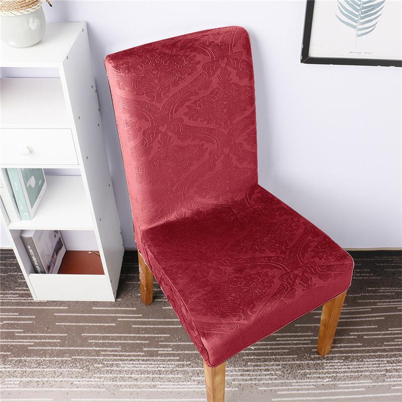

Universal Size 3D Embossed Silver Velvet Elastic Restaurant Restaurant Banquet Chair Cover1