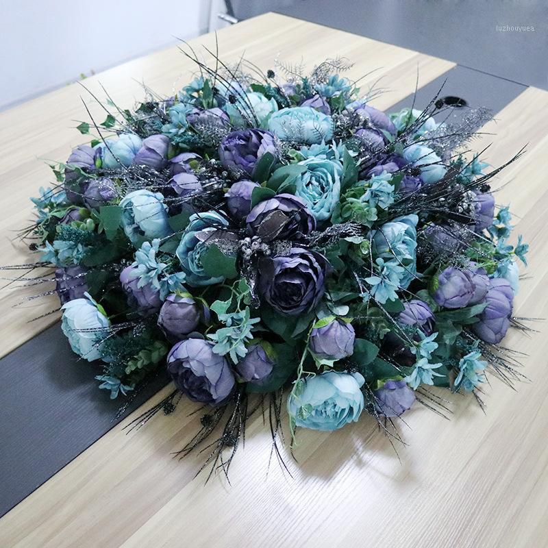 

Original Semi-Circular hui yi zhuo hua Simulation Autumn Peony Hotel round Table Flower Stage Decoration Disk Size1