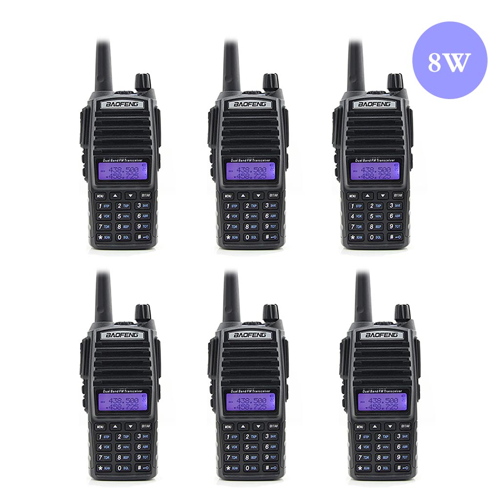 

6PCS Baofeng UV82 8W PowerfuL Dual band dual display standby 136-174&400-520MHz 2800mAH battery Two way radio UV-82-8W