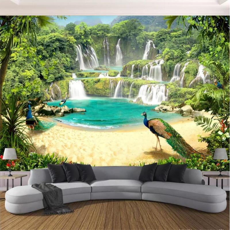 

mural papel de parede Custom wallpaper 3d photo murals waterfall lake scenery 3d living room bedroom TV background wall paper1, As pic