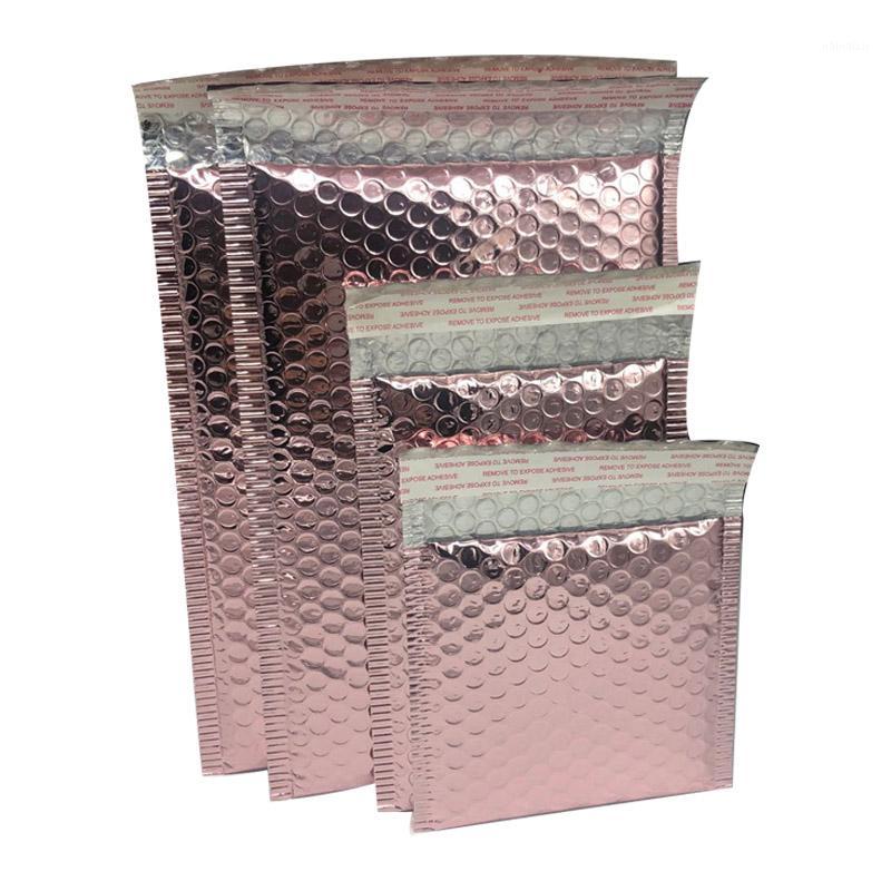 

10pcs Rose Gold Foil Plastic Padded Bubble Envelopes Bags Mailers Envelope Bubble Mailing Bag Business Wedding Gift Supplies1