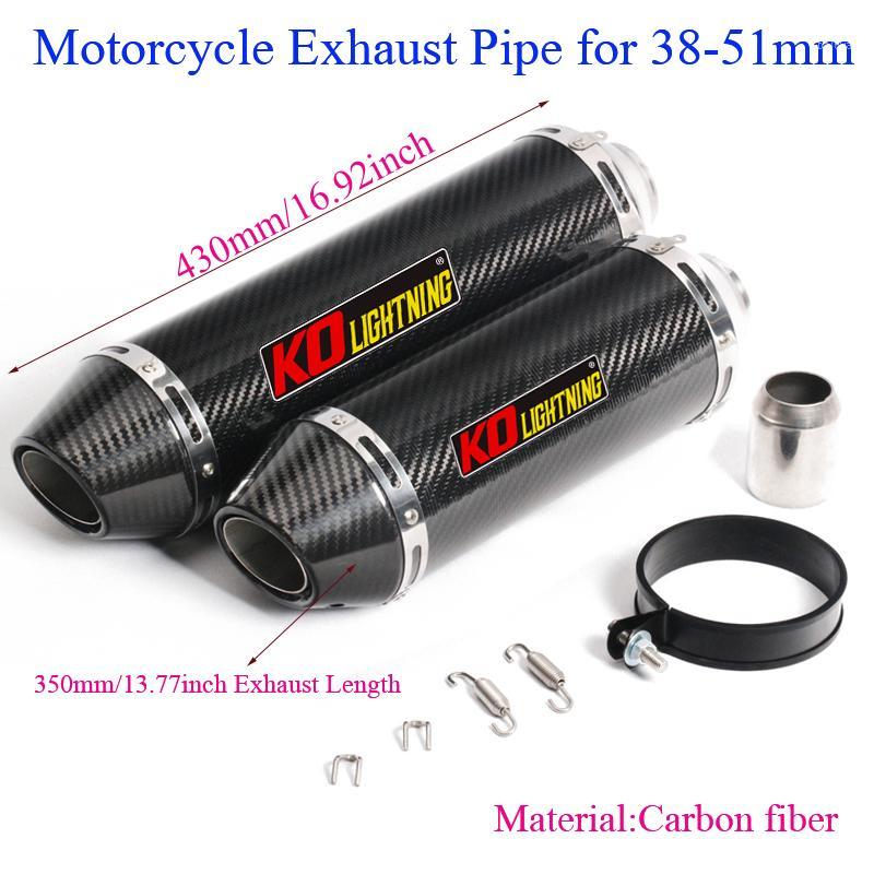 

Motorcycle Exhaust Vent Tip Pipe Carbon Fiber System 350mm/430mm For 38-51mm Muffler Tubes Silp on1