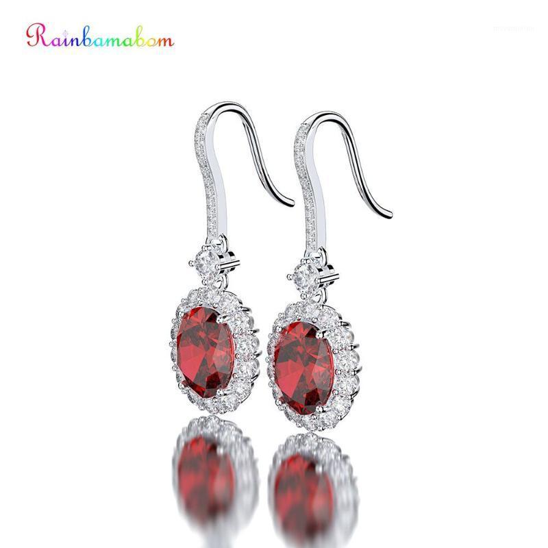 

Rainbamabom 925 Sterling Silver Created Moissanite Ruby Gemstone Drop Dangle Diamonds Earrings Jewelry Wholesale Drop Shipping1