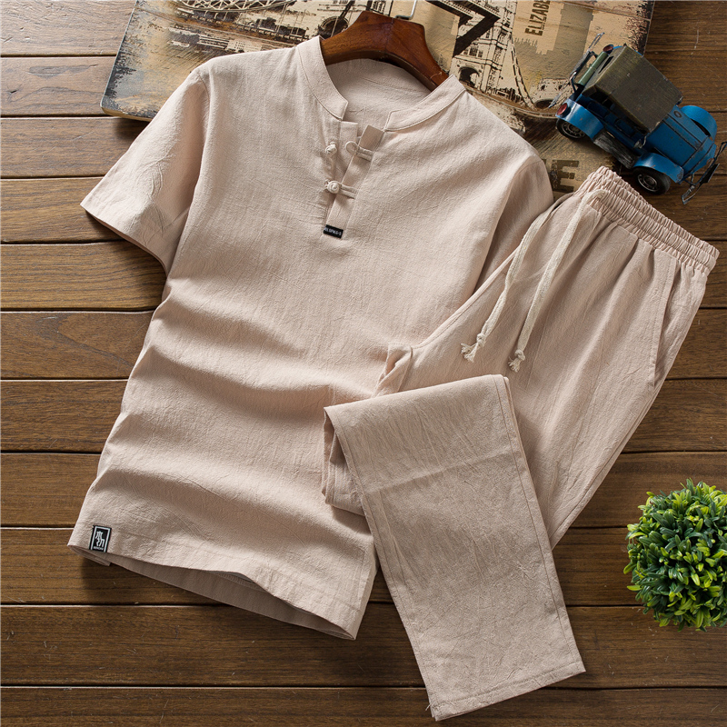 

2021 (shirt Pants) Summer New Arrival Cotton Men and Linen High-quality Men's Shirts Short Sleeves 09SX, Games