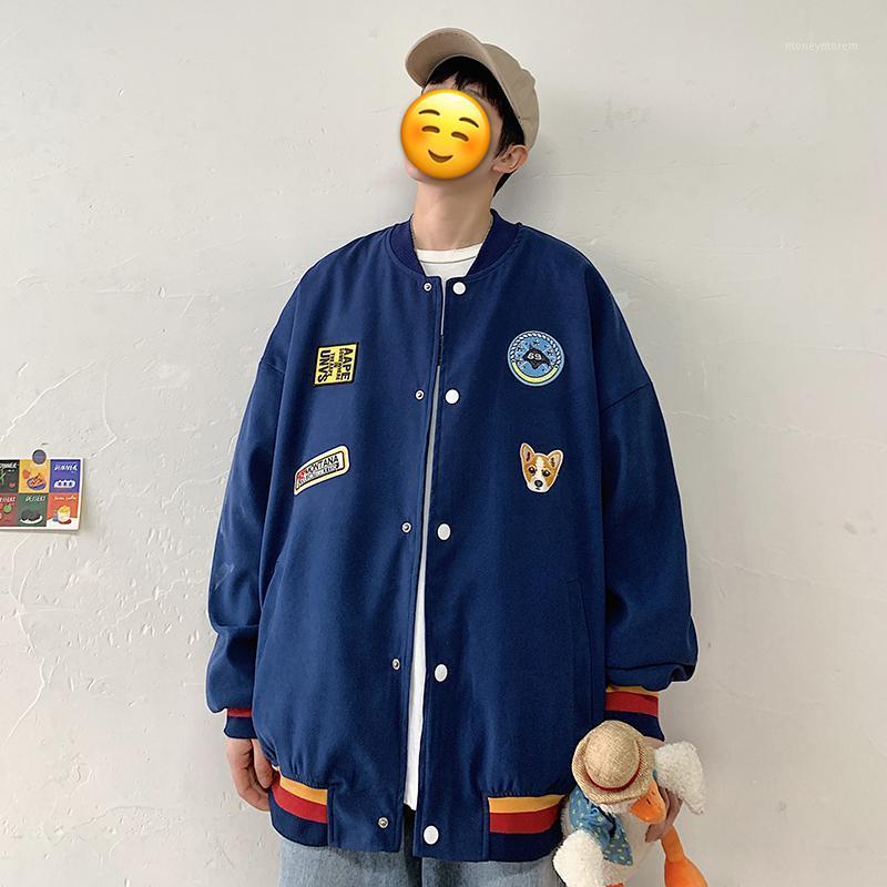 

2020 spring couple jacket male embroidered personality animal casual fashion sports cardigan New Hot High Street Preppy Style1, Khaki