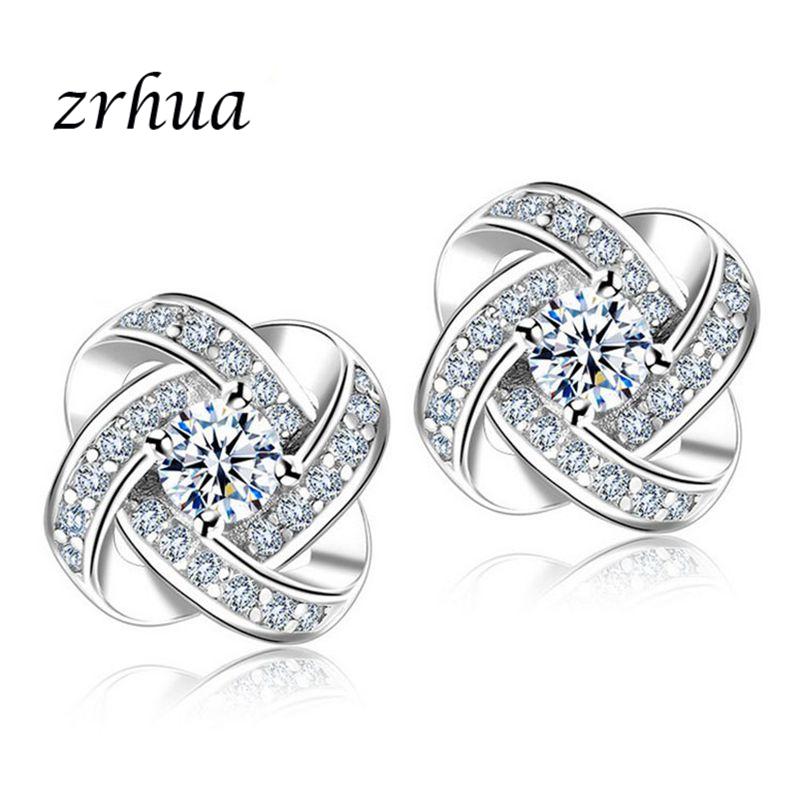 

ZRHUA 2020 New Korean 925 Sterling Silver Stud Earrings For Women Fashion Jewelry Accessories Elegant Brinco Engagement Gift