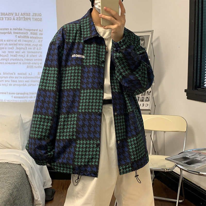 

2021 New Men's Korean Streetwear Jackets Woman Casual Oversize Fashion Jacket Coats Vintage Male Long Sleeve Clothing Cwf4, Bluegreenge