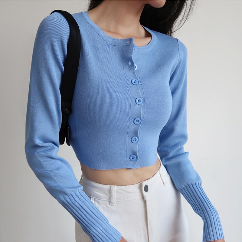 

Women Cropped Knit Cardigan With Chunky Rib Sleeve Trim, Black