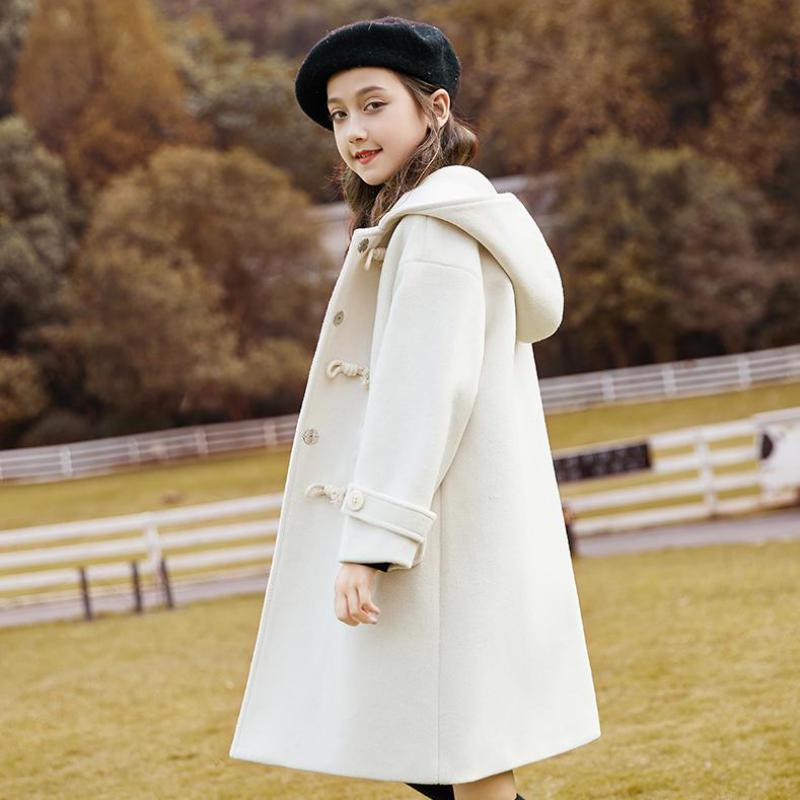 

Children Hooded Long Jackets For 7 9 11 14 Years Girls Thicken Warm Single Breasted Overcoats Teen Kids Outdoor Outerwear, Beige