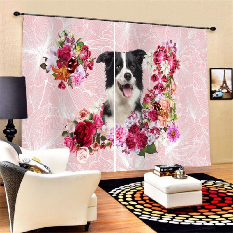 

Dogs Cat Animals Window Curtain 2 Panels Blackout Window Drapes for Living Room Bedroom Polyester Curtain Home Decor Dropshiping, Color-4