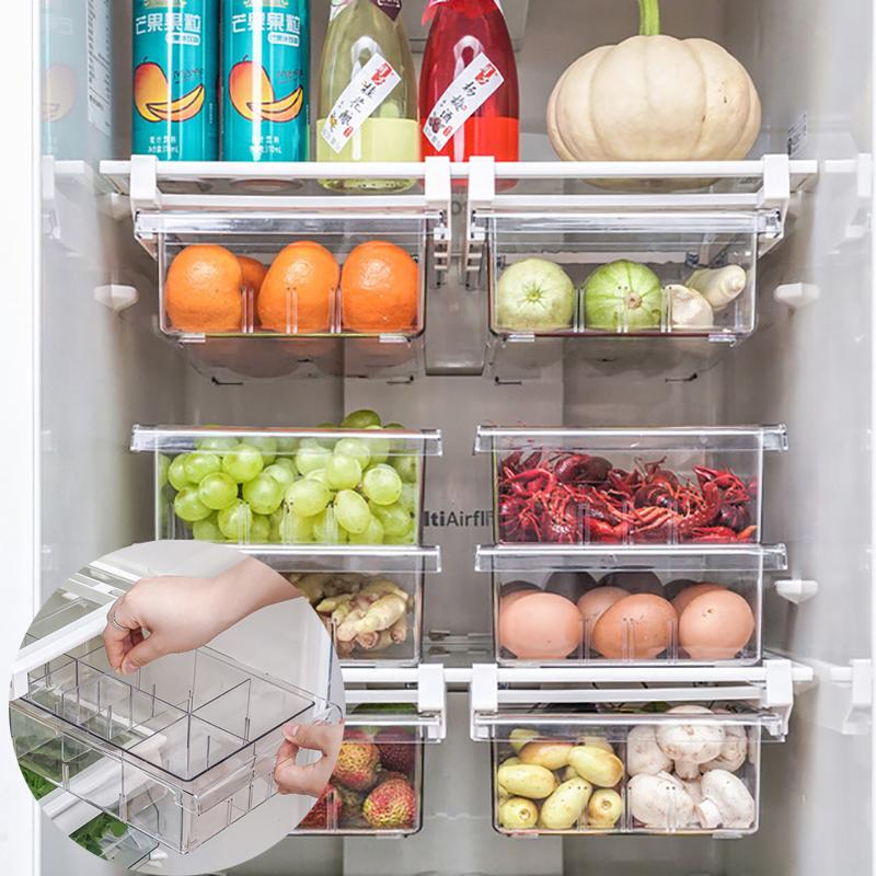 

Transparent Refrigerator Organizer Drawer Storage Box Pulling Type Fridge Preservation Container Eggs Fruit Kitchen Organizers
