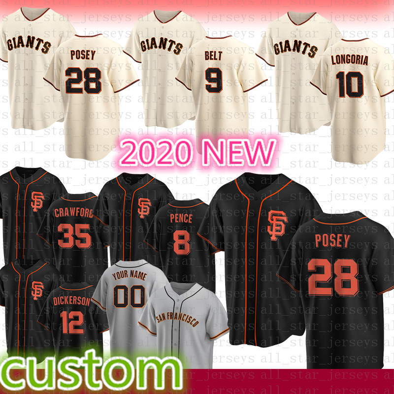 

San Custom Francisco Baseball Jersey 28 Buster Posey 22 Will Clark 35 Brandon Crawford 40 Madison Bumgarner 9 Brandon Belt 48 Pablo Sandoval, 2020 jersey(juren)