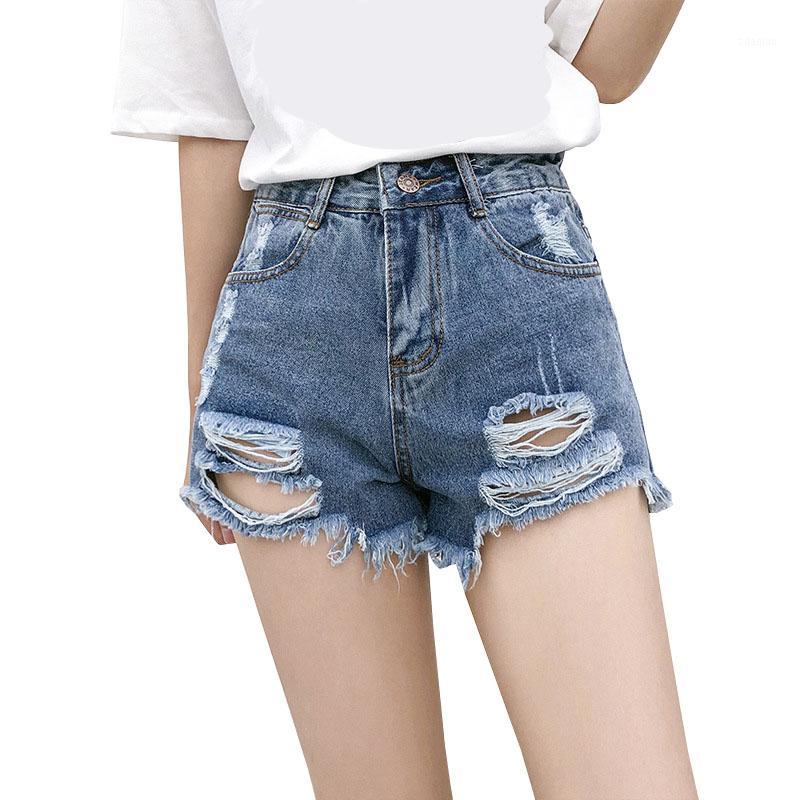 

CHSDCSI Denim Shorts Women Summer Fashion Ladies Blue Tassel Hole High Waist Casaul Jeans Sexy Gray High Quality Mini Shorts1, D117 blue