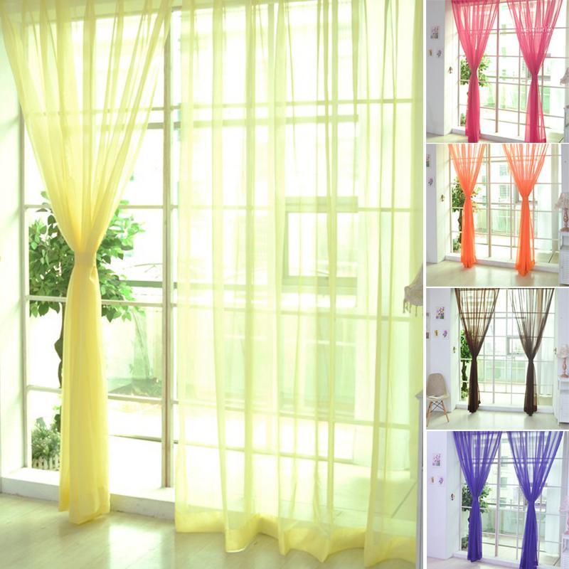 

Simple Voile Solid Sheer Tulle Curtains Window Curtains For Living Room The Bedroom Window Screening Panel Cortinas1, Purple