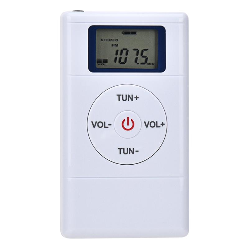 

HRD109 Portable Mini FM Radio Stereo DSP Digital Radio Clip-on Conference Receiver 60-108MHz with Earphone Lanyard